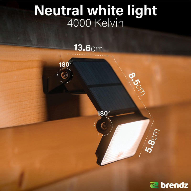 Brendz Paso Solar Outdoor Lamp with Motion Sensor, 1000 Lumens,