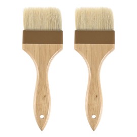 M METERXITY 2-Pack Pastry Brush, Wooden Handle Natural Bristle Basting Brush for Cooking/Barbecue, Kitchen Baking Brushes Butter Brush Food Brush BBQ Oil Brush [75mm]