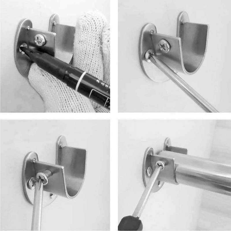 DTXLX Rod Support U-shaped Set, 304 Stainless Steel Pole Socket