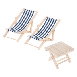 STOBOK 1/12 Mini Wooden Beach Chair Longue Deck Chair for Craft Dollhouse Accessories