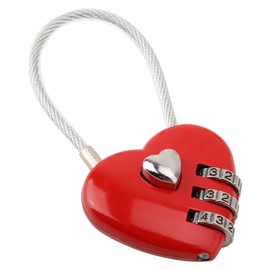 Candado con código en forma de corazón de 3 dígitos, candado con contraseña de pareja de aleación de zinc, seguro y duradero para equipaje/mochila/joyero/casillero de pasillo(rojo)