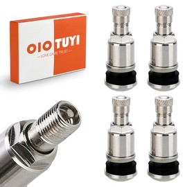OioTuyi 4 Pcs Universal Metal Car Tyre Valves 11.3mm Strong and Durable with Valve Core Silver