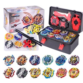 AIBREAY Battling Top Burst Gyro Toy Set 12 Spinning Tops 3 Launchers 1 Grip Toy Combat Battling Game with Portable Storage Box Gift for Kids Children Boy and Girl Ages 6+…
