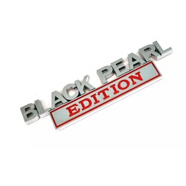 2pcs Metal Black Pearl Edition Emblem 3D Badge Sticker Fit for Pickup Truck Car Truck Motorcycle Side Door Decal (Silver Red)
