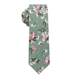 Kebocis Mens Cotton Skinny Necktie Thin Tie for Men, Green