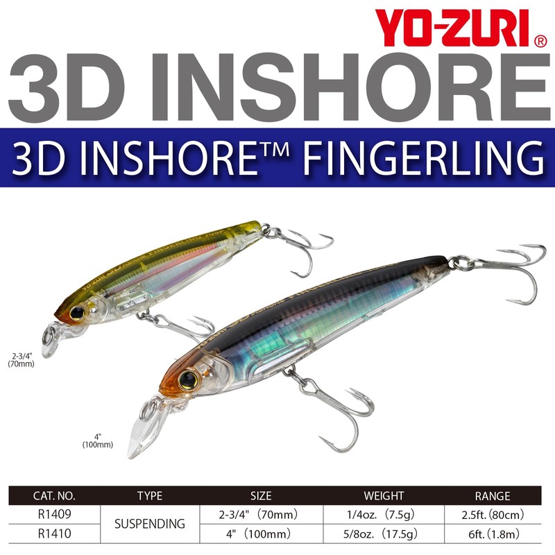 Yo-Zuri R1409-HMT: 3D Inshore Fingerling (Sp) 70Mm 2-3/4", Mullet