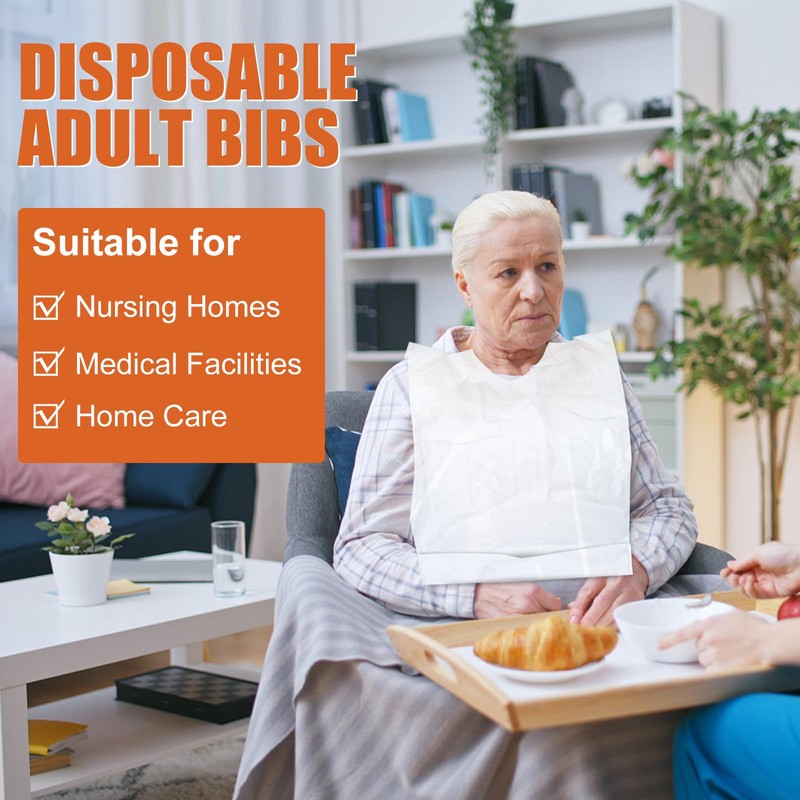 Nonley Disposable Adult Bibs 50 Pack - Disposable Dining Bibs