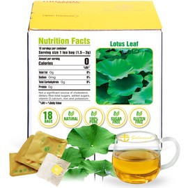 Soilmount 100% Natural Lotus Leaf Tea, Dried Lotus Leaf, Chinese Herba, Decaffeinated Loose Leaf Tea, (Heye/荷葉/연잎) Non-GMO,Caffeine-Free, 18 Bleach-Free Tea Bags