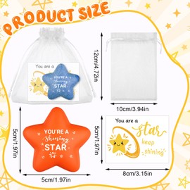 25 Sets Star Stress Balls - End of Term Gift for Students with You're a Star Motivational Cards, Colorful Foam Stress Relief Toys for Graduation & Summer Party Favors Inspirational School Leaver Gift
