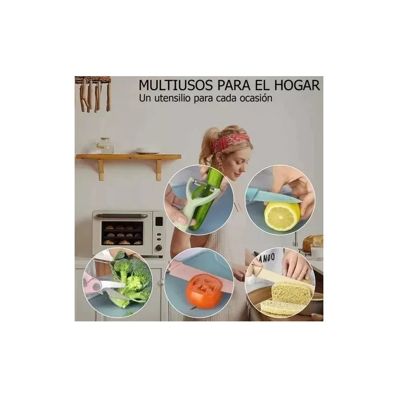 ML Cuchillos Cocina Profesionales Acero Inoxidable Color Pastel