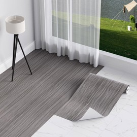 Homease Vinyl Flooring Roll 11.8" W x 196" L/ 16 Sq.Ft, Peel and Stick Floor Tiles Waterproof Wear-Resistant Vinyl Plank Flooring for Any Room, Easy DIY Flooring Solutions, Dark Grey