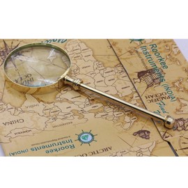 RII Lupa con mango de latón macizo, lente de lupa de mano, lupa antigua, lectura, inspección, moneda y sello, astrólogo, regalo de decoración coleccionable para ancianos de baja vista