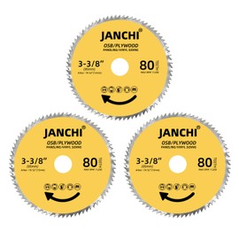 3Pack 3-3/8 Inch 80T Circular Saw Blade 19/32 Inch (15mm) Arbor, Plywood, OSB, Paneling and Vinyl Siding Fast and Smooth Cutting Saw Blade