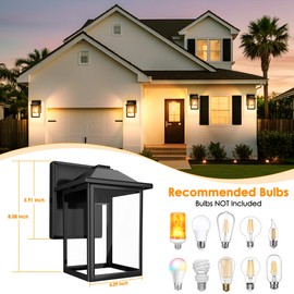 MATAMEYE Outdoor Wall Lantern, Exterior Waterproof Wall Sconce Light Fixture, Black Front Door Mounted Lighting with Clear Glass, Anti-Rust Porch Lamp