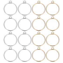 PATIKIL Open Bezels for Resin, 80 Pcs Alloy Round Open Back Frame Pendants for Necklace, Bracelet, Earring Making and Crafting