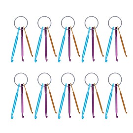 Coopay 10 Pcs Crochet Hooks Keychain Set, 30 Aluminium Multicolor Crochet Needles Weave Yarn Set(3.0/4.0/5.0mm), Portable Small Crochet Yarn Needles for DIY Craft- Knitting Kits for Beginners Adults