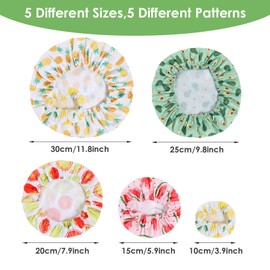 5 Pcs Bowl Covers Reusable in 5 Size Stretch Cloth Fabric Bowl Covers, Elastic Food Storage Bowls Cover for Proofing Fruits Leftovers Food (Colorful)
