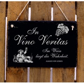Slate Sign Engraved – In Vino Veritas Im Wein liegt Wahrheit – Slate Decorative Sign 22 x 16 cm | Dekolando Home Accessories