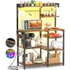 Aheaplus Bakers Rack with Power Outlet and LED Light Strings,