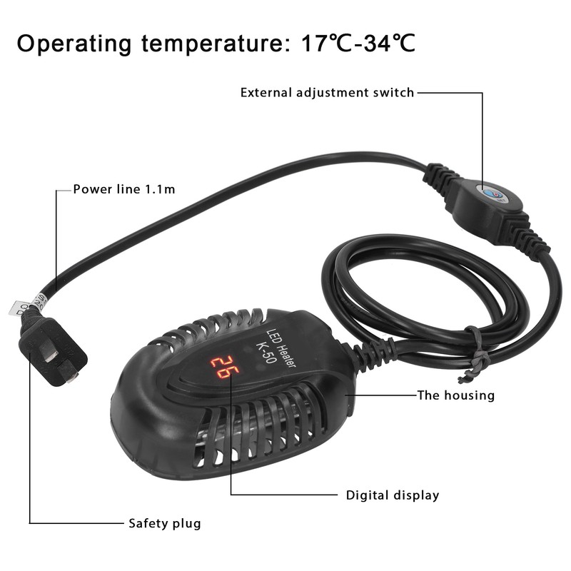 Submersible Aquarium Heater Fish Tank LED External Thermostat Quartz Heating