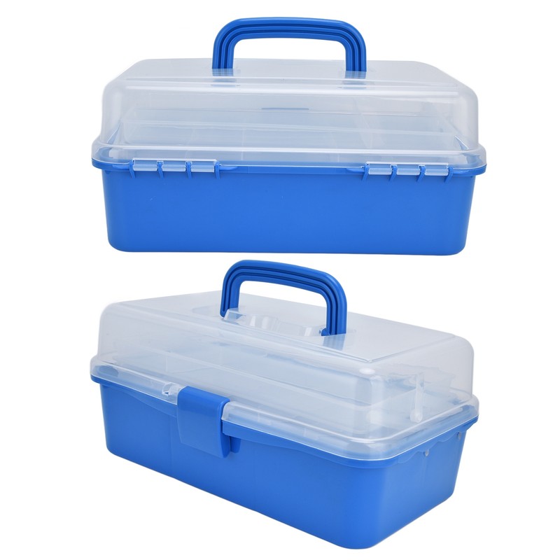 Plastic Storage Box Portable 3 Layer Folding Handheld Tool Organizer