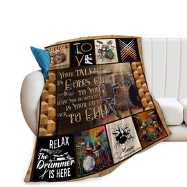 Rock Music Blanket Ultra Soft Cozy Drum Set Kit Throw Blanket Fleece Fuzzy Plush Bedding Vintage Musical Instrument Lovers Gifts for Women Girls Kids Adults 50"x40"