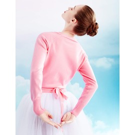 Daydance Women Wrap Dance Sweater Pink Ballet Tops Warm Up for Leotards