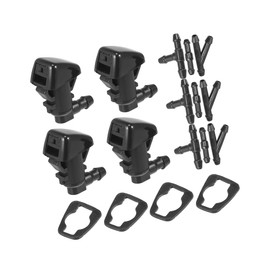 A ABSOPRO 4pcs Car Front Windshield Washer Nozzles for Jeep Cherokee 2011-2016 Replaces 68081370AB with 9 Pcs Hose Connectors Item Replacement