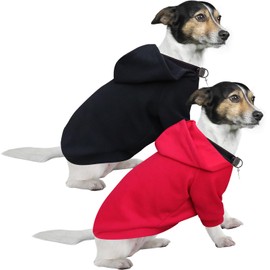 HuaLiSiJi Hoodie for Dogs, Dog Jumper, Small Dogs, Chihuahua Clothing, Puppies, Dog Hoodie, Warm and Lightweight, with a Soft Texture, Easy to Wear and Bright Colours (M, Black + Red)