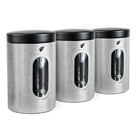 Saf-Care Design Canister Kitchen Cabinet Food Storage Containers, Pack of 3 Stainless