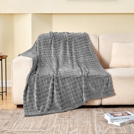 SOCHOW Grey Bubble Fleece Blanket for Couch, Super Soft Cozy Cute Throw Blanket for Women, Decorative Fuzzy Flannel Blanket, 50 x 60 Inches