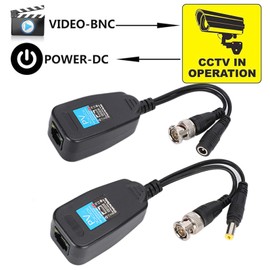 Video Balun 1 Pair Passive CCTV Coax Analog to IP Camera Converter Security Camera Accessories with BNC Video Power Balun Transceiver to RJ45 Port for Security Surveillance