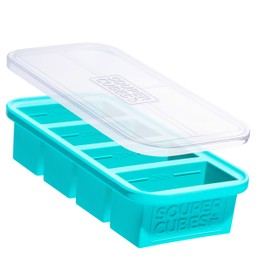Souper Cubes 1 Cup Silicone Freezer Molds - Soup Cubes Perfect for Freezing Broth, Rice, Leftovers and More - Silicone Freezer Trays with Lids for Meal Prep - Aqua - 1-Pack