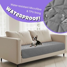 Charlie’s Sofur Waterproof Dog Bed Sofa Cover Protector Pet Blanket (2 Seater 76x178cm) for Couch Furniture Car Boot Non-Slip Quilted Padded Washable for Pets/Dogs/Cats/Kids - Grey
