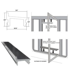Gordon Glass Framed Shower Door Snap-in Bottom Sill or Header Insert - 36 in Long