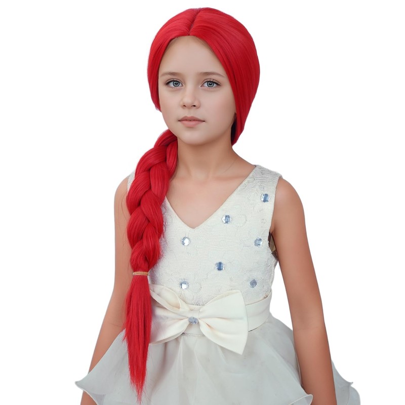 MAGQOO Red Braided Wig Kids Long Red Braid Wig Girls