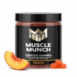 Creatine Monohydrate Gummies 5000mg - BCAA, L-Taurine & B12 - Vegan Pre Workout for Men and Women - Sugar Free, Gluten Free, Non-GMO - Peach Flavour, 120 Count (30 Servings)