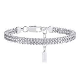 Gamtic Men's Bracelet Stainless Steel – Bracelets Silver Black Gold Stainless Steel Bracelets Curb Chain Men's Bracelets Gifts for Men, Adjustable 21.5 cm - 25 cm, Stainless Steel