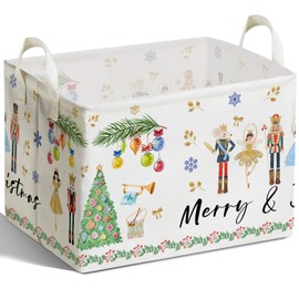 Christmas Storage Basket with Handles, Nursery Organization, Waterproof Toy Box for Boys and Girls Room, Decor Rectangular Fabric Box for Clothes, Christmas Gifts Storage Box, Christmas Party Decor