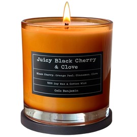 100% Soy, Highly Scented, Hand Poured Soy Candle (Juicy Black Cherry & Clove)