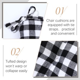 Geetery 4 Pack Chair Cushions for Dining Chair Kitchen Seat Pads with Ties Buffalo Plaid Soft Comfy Square Seat Pads for Home, Outdoor, Patio, Room(Khaki,White)