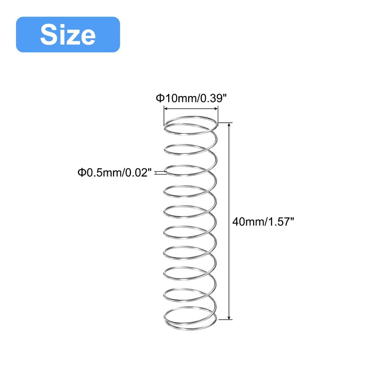 QUARKZMAN Compression Spring 304 Stainless Steel 10 mm AD 0.5