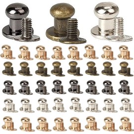 Pack of 100 Leather Rivets, 6 mm Hollow Rivets for Leather, Button Round Head Hollow Rivets Rivets Set Clothing Clasps, Button Screw Rivets Metal for Leather Crafts, DIY Clothing, Shoes, Luggage