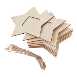 Hohopeti 10PC Mini Wooden Star Photo Frames Unfinished Wood DIY Photo Holder for Bedroom Living Room Porch Decoration Safe Material