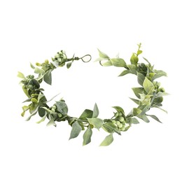 GSHLLO Artificial Floral Crown Wedding Guest Flower Headband Brides Flower Hair Garland Boho Bridal Headband Greenery Leaf Crown with Ribbon for Photo Prop