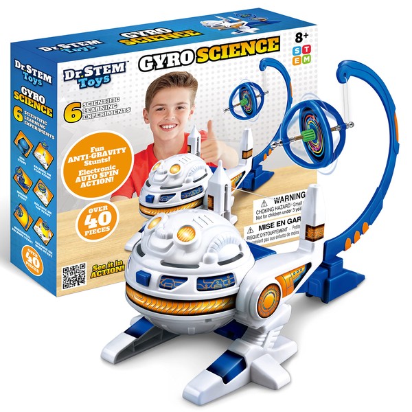 Dr. STEM Toys Gyro Science Kit | Unique Gyroscope Set Amazes Kids with 6 Awesome Science Stunts | Designed in USA for Boys & Girls 8 & Up | Made of Durable ABS Plastic | Boxed for Easy Gifting