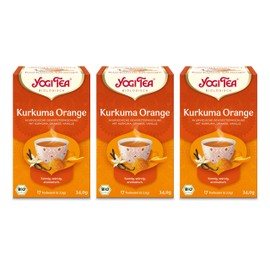 Yogi Tea - Turmeric Orange, Ayurvedic Organic Spice and Herbal Tea, Mix of Turmeric, Orange and Vanilla, Yogi Tea Pack of 3, 3 x 17 Bags (51 Tea Bags in Total), Ideal as a Gift