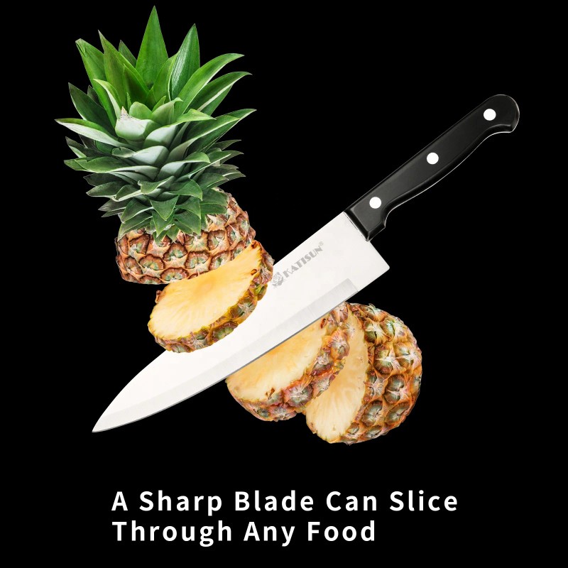 19-Piece Plastic Handle Carbon Steel Kitchen Knife Block Set with