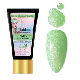 HYBA Fairytale Wonderland Hybrid Gel Nail Polish, Single Tube (Green Twinkles) FW05