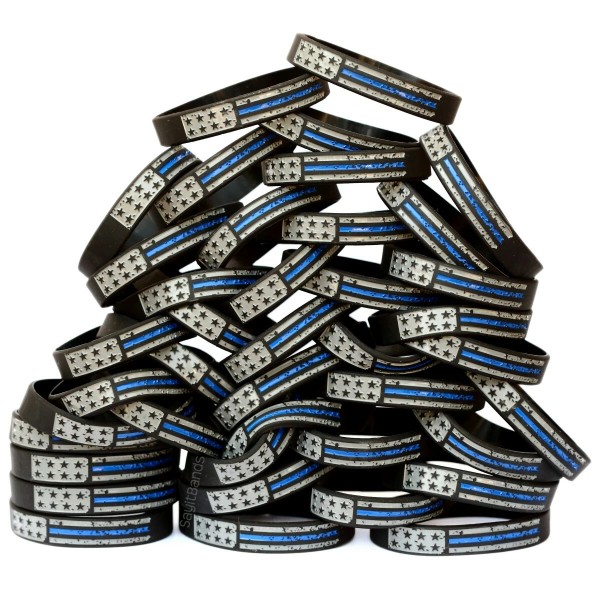 SayitBands 100 Worn Distressed USA Flag Wristbands with The Thin